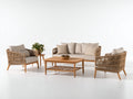 Divani da esterno - Legno-corda-tessuto - 190x82x78 cm - Naturale-Beige chiaro - Moderno