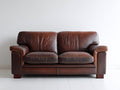 Divano lineare - Pelle - 192x97x88 cm - Marrone - Vintage