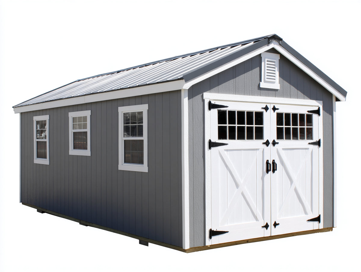 Casetta da giardino - Legno - 320x240x238 cm - Grigio-Bianco - Stile country