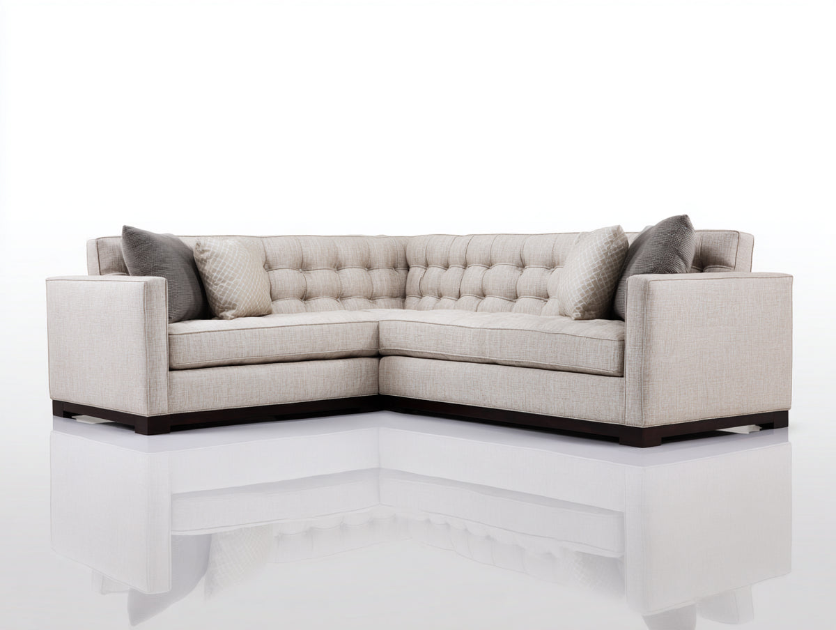 Divano angolare - Tessuto intrecciato - 276x224x86 cm - Beige chiaro - Contemporaneo