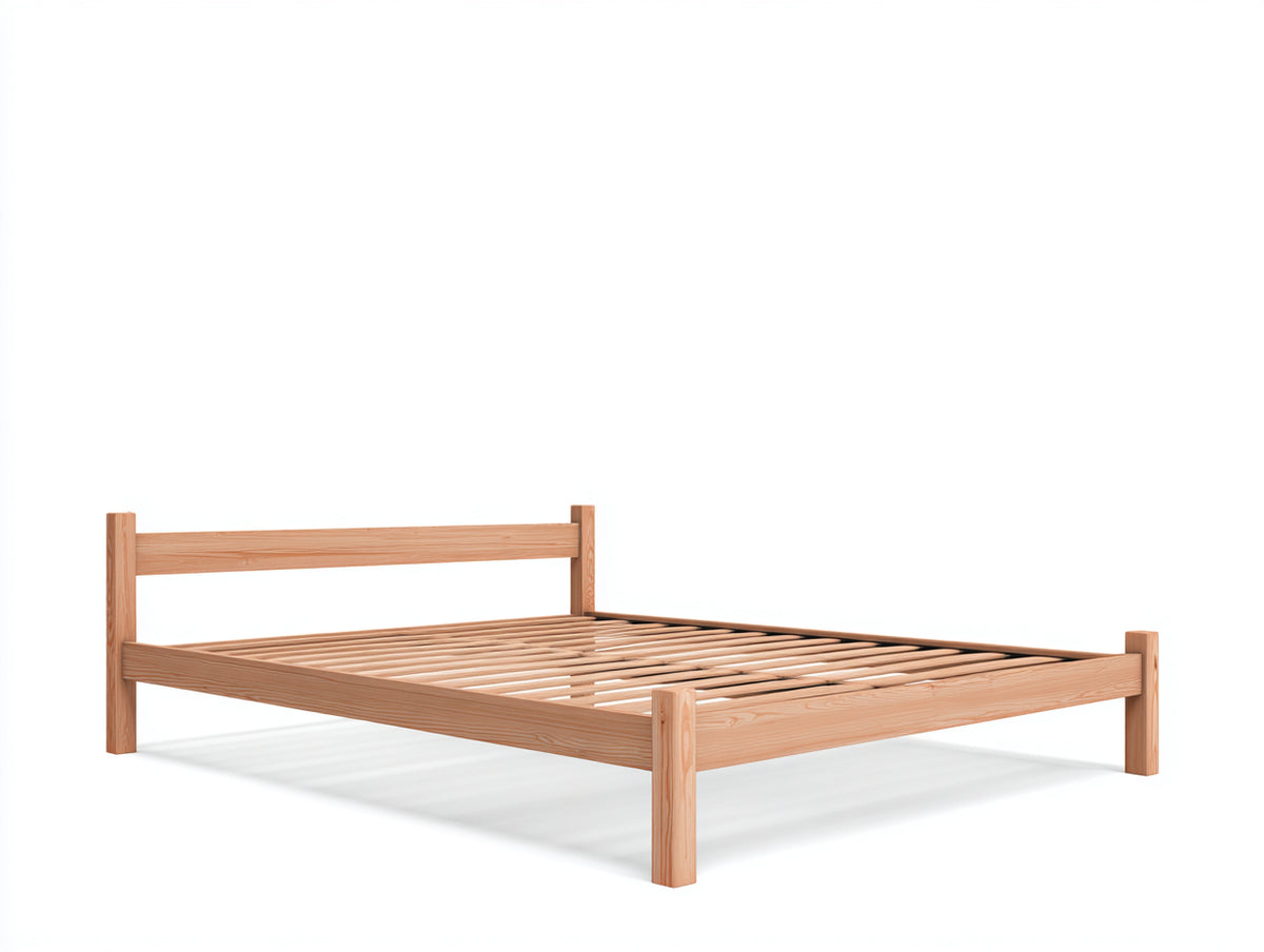 Letto matrimoniale - Legno di pino - 208x168x80 cm - Naturale - Minimalista