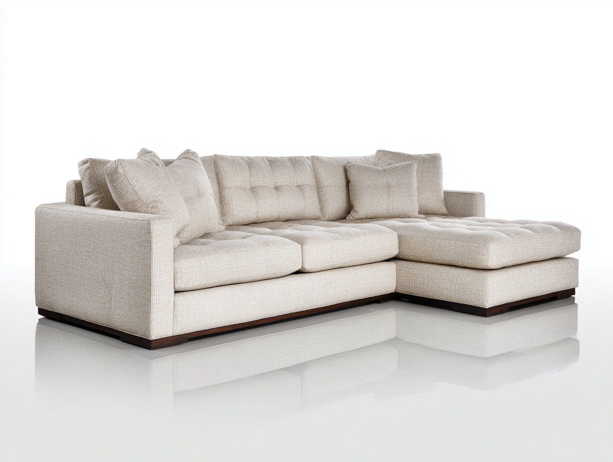 Divano angolare - Tessuto - 292x172x86 cm - Beige crema - Moderno rilassato