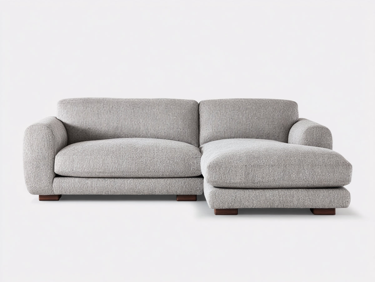 Divano angolare - Tessuto intrecciato - 258x166x84 cm - Grigio chiaro - Moderno