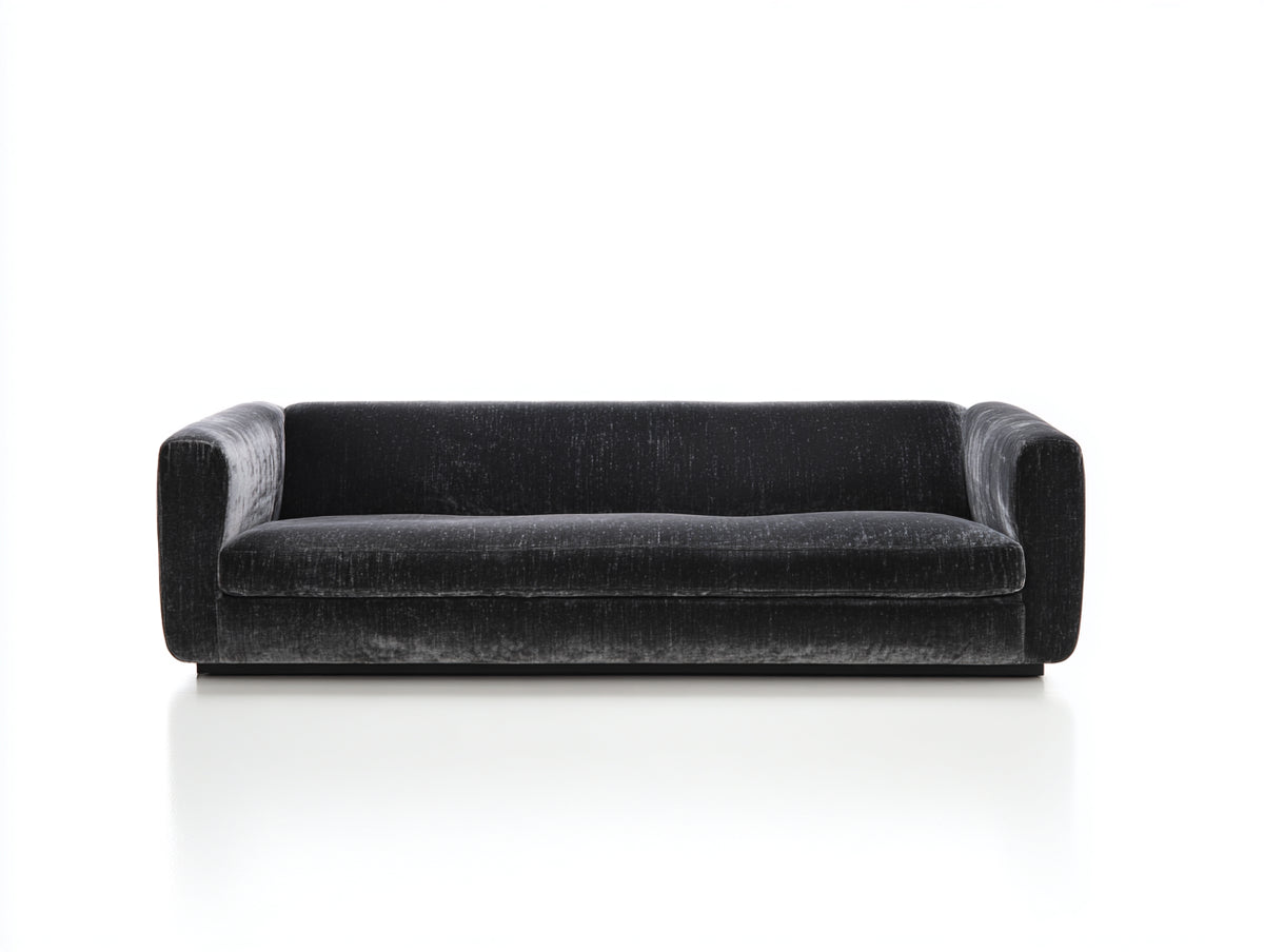 Divano lineare - Velluto - 238x96x76 cm - Grigio antracite - Contemporaneo