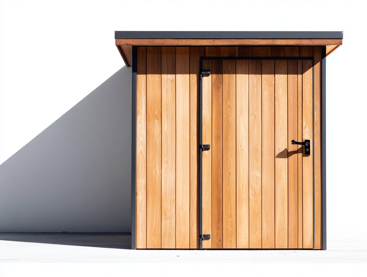 Casetta da giardino - Legno - 184x156x218 cm - Marrone naturale-Antracite - Stile moderno essenziale