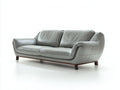 Divano lineare - Pelle-Legno - 198x96x87 cm - Grigio chiaro-Marrone scuro - Moderno