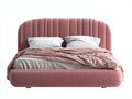 Letto matrimoniale - Velluto - 220x188x118 cm - Rosa antico - Contemporaneo arrotondato