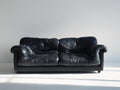 Divano lineare - Pelle - 194x99x85 cm - Nero - Contemporaneo