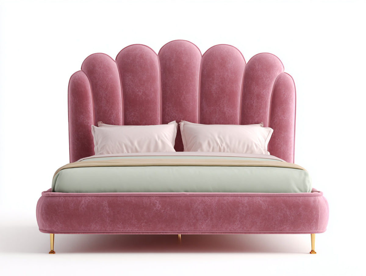 Letto matrimoniale - Velluto - 220x186x138 cm - Rosa antico - Glamour contemporaneo