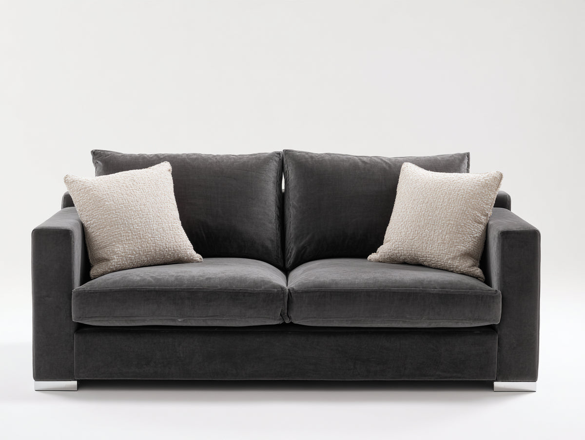 Divano lineare - Velluto - 196x98x88 cm - Grigio antracite - Moderno