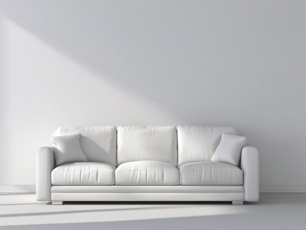 Divano lineare - Pelle - 221x92x84 cm - Bianco - Minimalista
