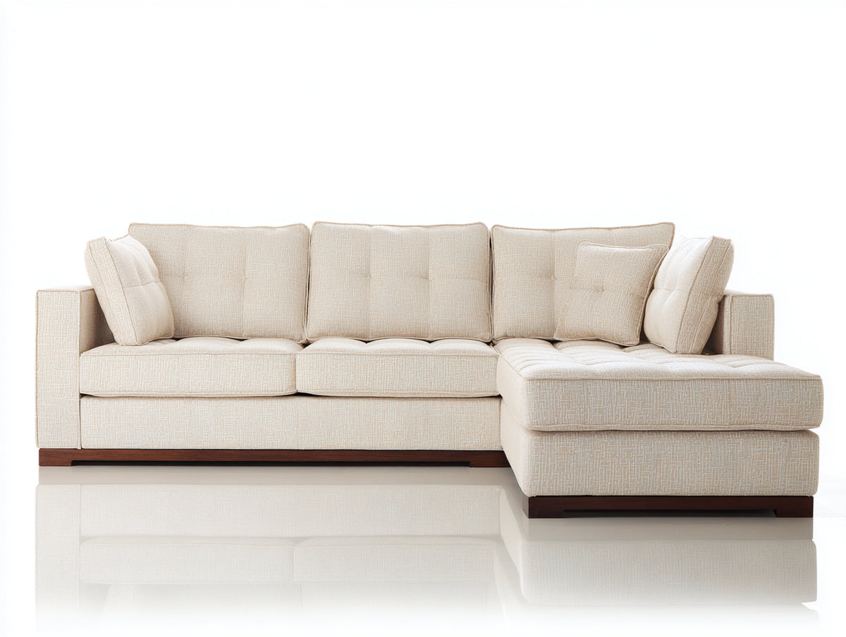 Divano angolare - Tessuto - 286x170x88 cm - Beige chiaro - Contemporaneo