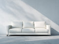 Divano lineare - Pelle - 224x94x86 cm - Bianco - Moderno