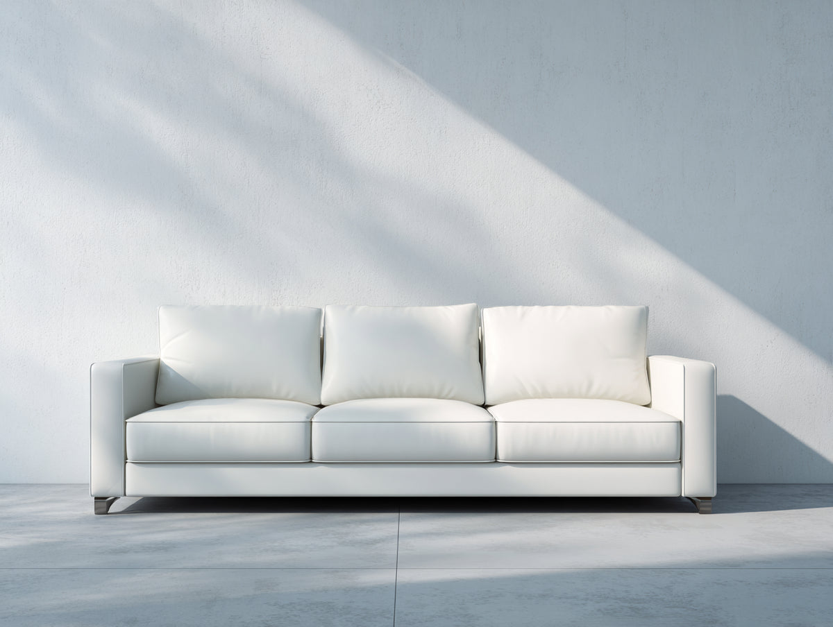 Divano lineare - Pelle - 224x94x86 cm - Bianco - Moderno