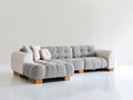 Divano angolare - Tessuto-Pelle - 282x172x82 cm - Grigio-Bianco - Contemporaneo