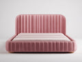 Letto matrimoniale - Velluto - 221x188x118 cm - Rosa cipria - Contemporaneo morbido