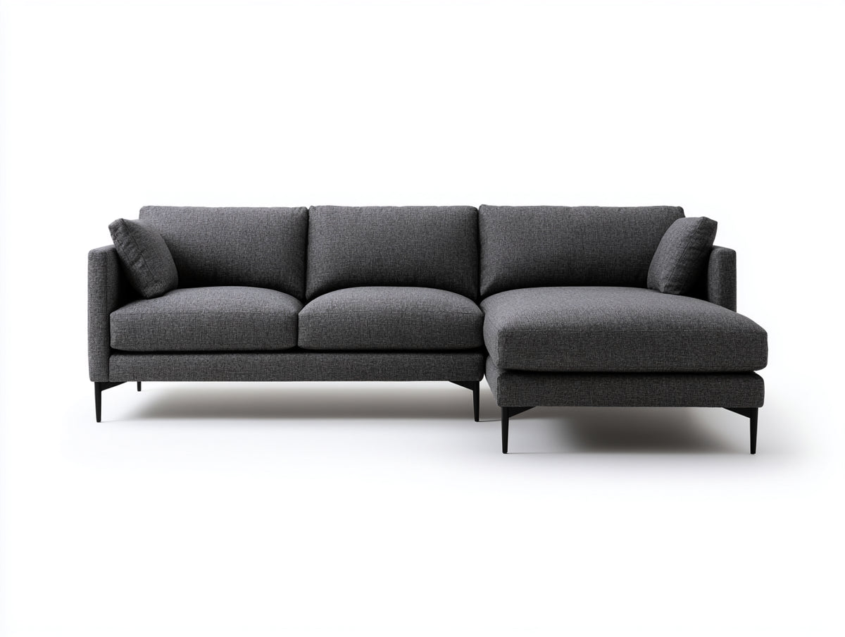 Divano angolare - Tessuto - 278x165x84 cm - Grigio antracite - Moderno