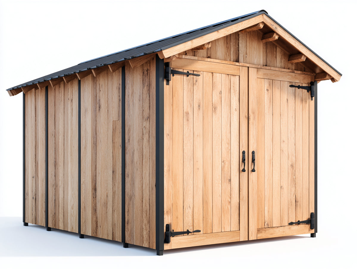 Casetta da giardino - Legno - 220x180x225 cm - Marrone naturale-Antracite - Stile rustico moderno