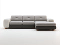 Divano angolare - Tessuto-Pelle - 286x170x88 cm - Grigio chiaro-Grigio antracite-Avorio - Moderno