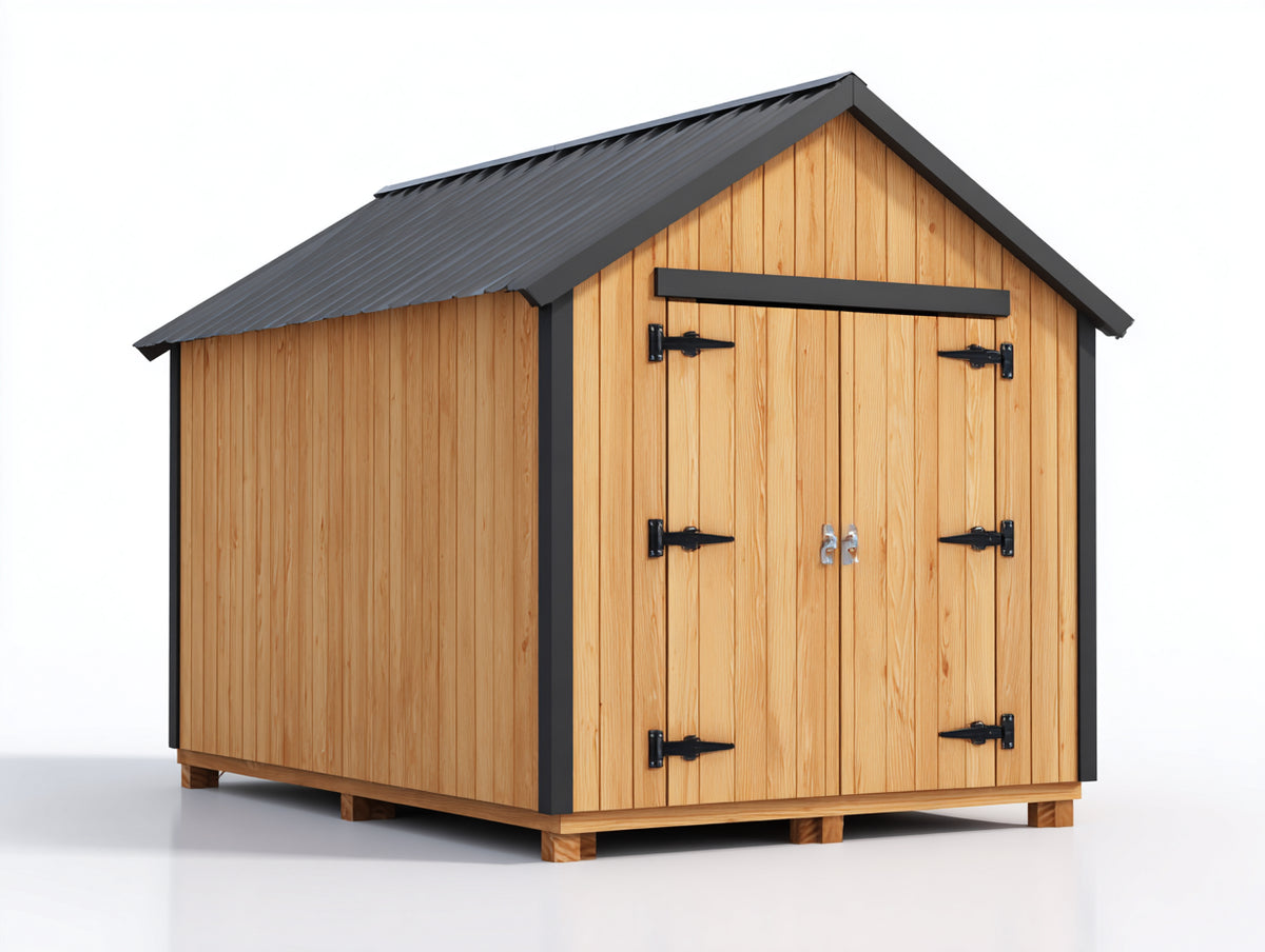 Casetta da giardino - Legno - 205x170x218 cm - Marrone naturale-Antracite - Stile moderno rustico