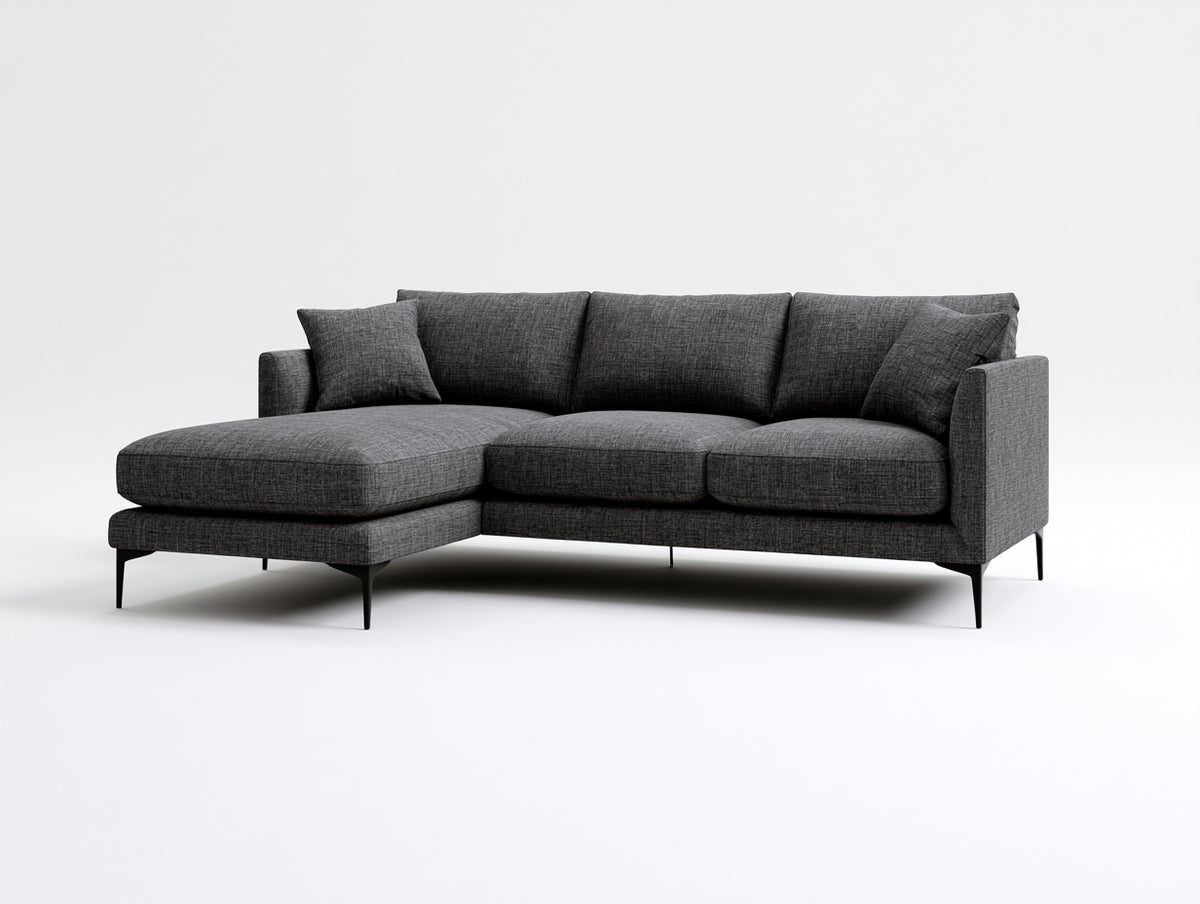 Divano angolare - Tessuto - 276x164x85 cm - Grigio antracite - Moderno
