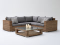 Divani da esterno - Rattan-tessuto-vetro - 268x268x78 cm - Marrone-Grigio - Moderno