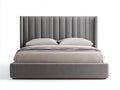 Letto matrimoniale - Velluto - 218x182x120 cm - Grigio tortora - Contemporaneo