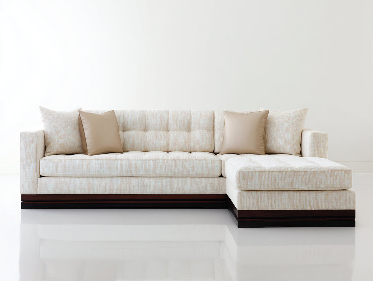 Divano angolare - Tessuto - 296x174x86 cm - Crema - Elegante contemporaneo