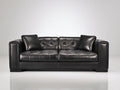 Divano lineare - Pelle - 196x96x83 cm - Nero - Classico moderno