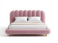 Letto matrimoniale - Velluto - 215x184x114 cm - Rosa cipria - Moderno morbido