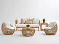 Divani da esterno - Rattan-legno-tessuto - 192x83x78 cm - Naturale chiaro-Bianco - Boho